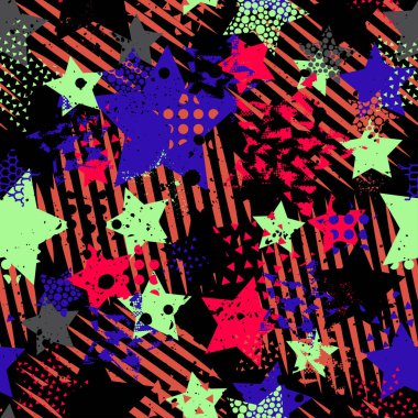 Kızlar, erkekler ve giysiler için soyut, kusursuz vektör deseni. Noktalı yaratıcı arka plan, geometrik figürler tekstil ve kumaş için komik duvar kağıtları. Moda tarzı. Renkli parlak