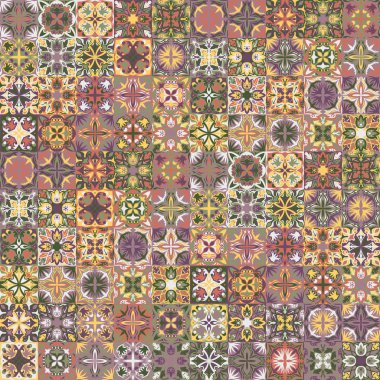 Vintage parlak sorunsuz karmaşık döşeme deseni TEKSTIL veya iç tasarım için. Seramik boya kat, süsleme koleksiyonu Patchwork arka plan