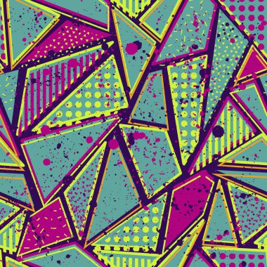 Kızlar, erkekler ve giysiler için soyut, kusursuz vektör deseni. Noktalı yaratıcı arka plan, geometrik figürler tekstil ve kumaş için komik duvar kağıtları. Moda tarzı. Renkli parlak