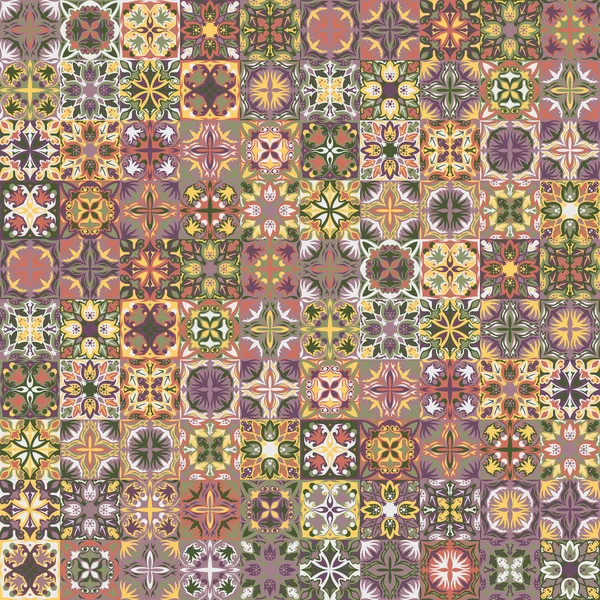 Vintage Bright seamless Tile Pattern complexe pour les textiles ou pour le design d'intérieur. Sol de peinture en céramique, ornement Collection Patchwork fond — Image vectorielle
