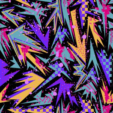 Kızlar, erkekler ve giysiler için soyut, kusursuz vektör deseni. Noktalı yaratıcı arka plan, geometrik figürler tekstil ve kumaş için komik duvar kağıtları. Moda tarzı. Renkli parlak