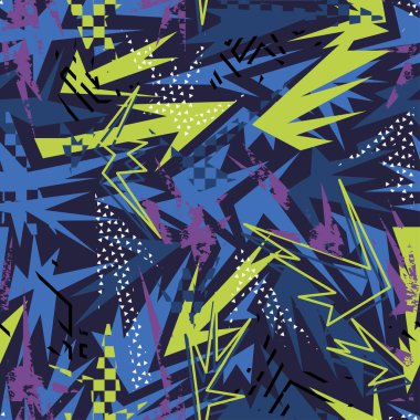 Kızlar, erkekler ve giysiler için soyut, kusursuz vektör deseni. Noktalı yaratıcı arka plan, geometrik figürler tekstil ve kumaş için komik duvar kağıtları. Moda tarzı. Renkli parlak