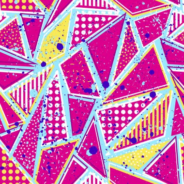 Kızlar, erkekler ve giysiler için soyut, kusursuz vektör deseni. Noktalı yaratıcı arka plan, geometrik figürler tekstil ve kumaş için komik duvar kağıtları. Moda tarzı. Renkli parlak.