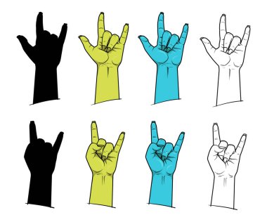 Punk Rock Festivali poster ya da Cadılar Bayramı partisi için öğe. Rock and Roll zombi el işareti