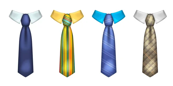 Colorido listrado masculino gravatas realista ilustrações conjunto —  Vetores de Stock
