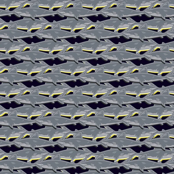 Patrón submarino abstracto vector sin costura para niñas, niños, ropa. Fondo creativo con tiburones. Fondo de pantalla divertido para textil y tela. Estilo de moda. Colorido brillante — Vector de stock