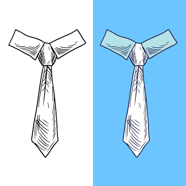 Set di cravatte maschili annodate illustrazione disegnata a mano — Vettoriale Stock