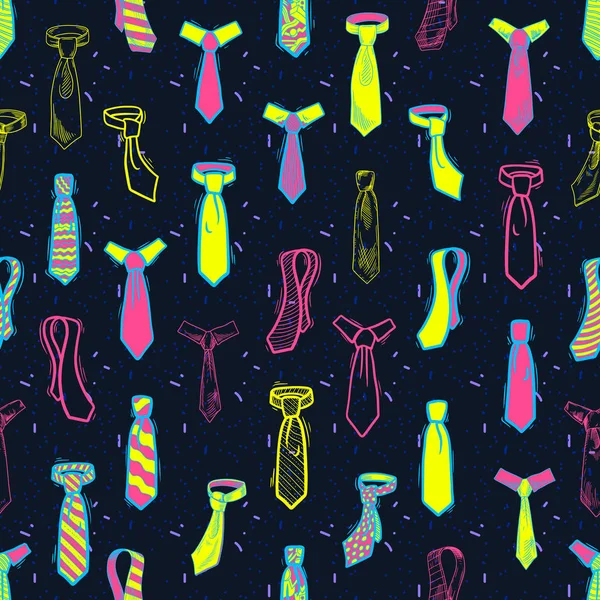 Elegante gestreifte Krawatten mit Knoten Farbe nahtlose Muster — Stockvektor