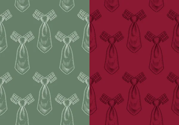 弓タイとネクタイ手描きカラーシームレスパターン — ストックベクタ