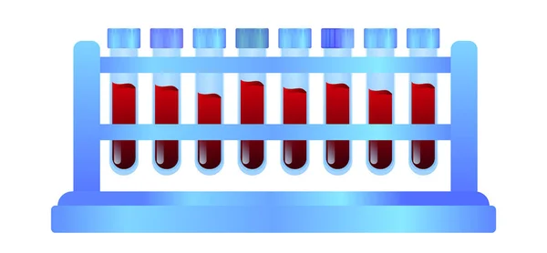Tubos de laboratório com amostras de sangue ilustração plana —  Vetores de Stock