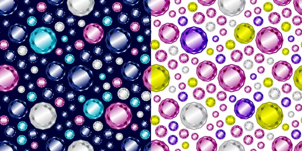 Coloridos cristales realistas brillantes patrones sin costura conjunto —  Fotos de Stock