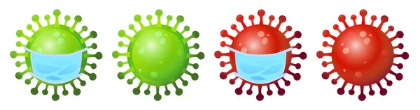 Conjunto de ilustraciones planas de Coronavirus en máscara médica — Foto de Stock