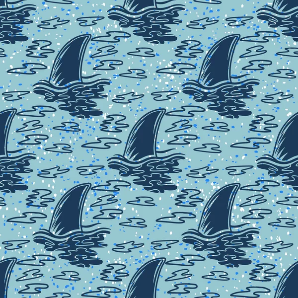 Patrón submarino sin costuras abstracto para niñas, niños, ropa. Fondo creativo con tiburones. Fondo de pantalla divertido para textil y tela. Estilo de moda. Colorido brillante — Vector de stock