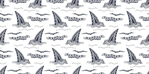 Abstract seamless underwater pattern for girls, boys, clothes. Creative background with sharks. Funny wallpaper for textile and fabric. Fashion style. Colorful bright — Stock Vector