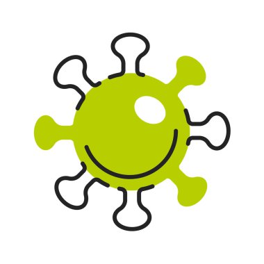 Virüs molekülü, Covid-19 bakteri, enfeksiyon düz çizim