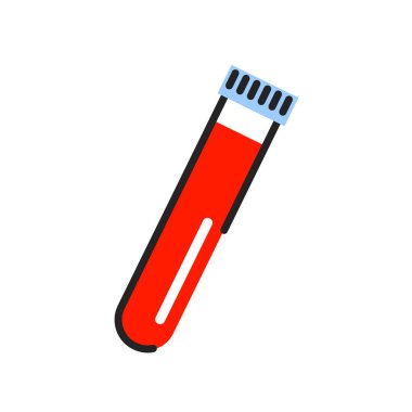 Kanlı tıbbi matara, test tüpü düz çizim.