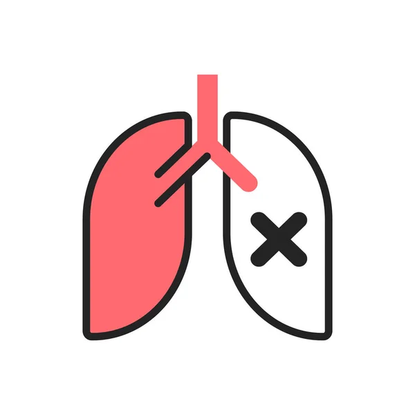 Neumonía, enfermedad pulmonar, insuficiencia pulmonar ilustración plana — Archivo Imágenes Vectoriales