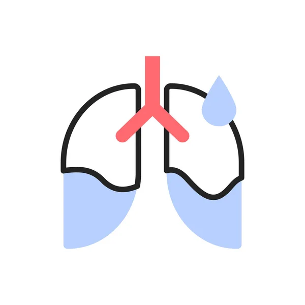 Pleuresía, enfermedad pulmonar, coronavirus consecuencia ilustración plana — Archivo Imágenes Vectoriales
