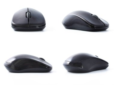 Beyaz bir arka plan üzerinde bilgisayar fare. kolaj