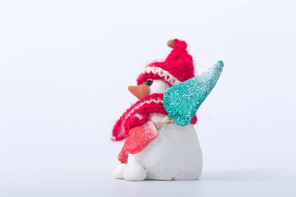 Veselé Vánoce sněhulák izolovaných na bílém pozadí. ručně vyráběné — Stock fotografie