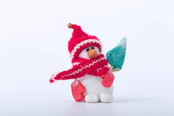 Veselé Vánoce sněhulák izolovaných na bílém pozadí. ručně vyráběné — Stock fotografie
