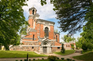 Mir, Belarus - 20 Mayıs 2017: Mir Minsk region kalede. Svyatopolk-Mirsky Şapel-mezar kasa. İnşaat tarihi: 1904.