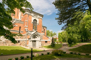 Mir, Belarus - 20 Mayıs 2017: Mir Minsk region kalede. Svyatopolk-Mirsky Şapel-mezar kasa. İnşaat tarihi: 1904.