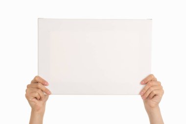 Beyaz bir arka plan üzerinde eller. Poster