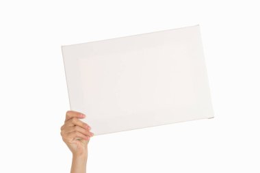 Beyaz bir arka plan üzerinde eller. Poster