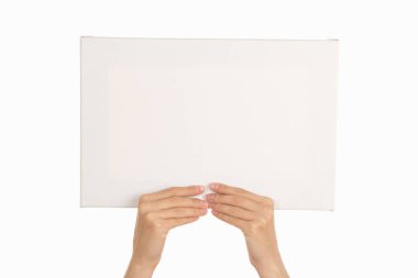 Beyaz bir arka plan üzerinde eller. Poster