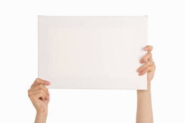 Beyaz bir arka plan üzerinde eller. Poster