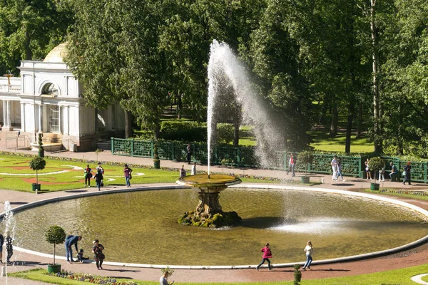 St. Petersburg, Rosja - 28 czerwca 2017: kaskady fontanny w Peterhof w Petersburgu Petersburg. — Zdjęcie stockowe