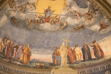 Montagnana, İtalya - 6 Ağustos 2017: Kutsal bakire Meryem 1431-1502 varsayımı Katedrali.