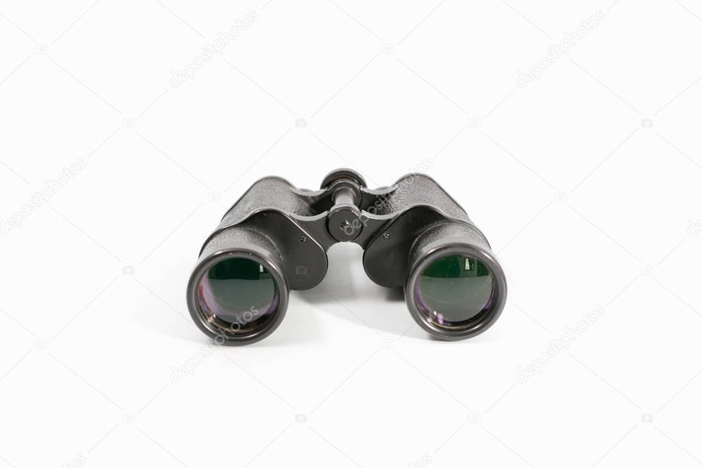 binoculars with large magnification on a monophonic background.