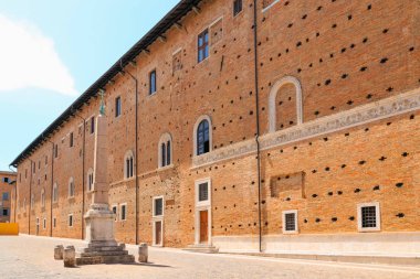Urbino, Italy - August 9, 2017: Chiesa di San Domenico. Piazza Rinascimento.