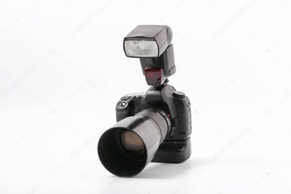 GOMEL, BELARUS - November 9, 2017: digital camera with flash.