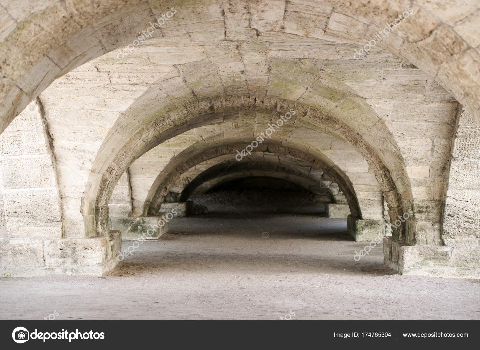 Dungeon Low Vaulted Ceilings In The Basement Stock Photo