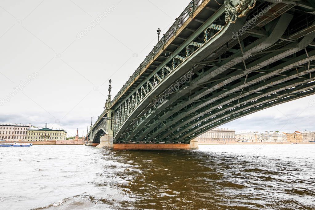 Petersburg, Russia - June 30, 2017: Bridge on the Neva River.