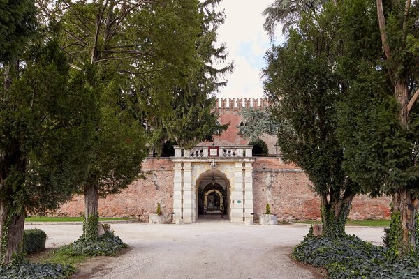 Verona, Italy - July 12, 2017: Bevilacqua Castle: a historic hotel near Verona.