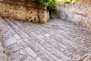 Monselice, İtalya - 13 Temmuz 2017: Merdiven Mocenigo Monselice içinde Villa Nani.
