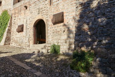 Monselice, İtalya - 13 Temmuz 2017: Cephe Monselice Castle.
