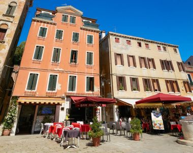 Venice, İtalya - 14 Ağustos 2017: Venedik rahat kafe.