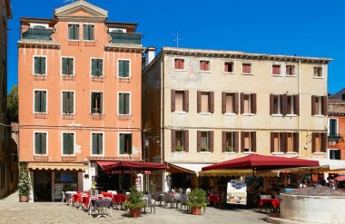 Venice, İtalya - 14 Ağustos 2017: Venedik rahat kafe.