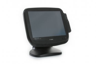 Gomel, Belarus - 27 Mart 2013: Yazar kasa monitör firma Nts Gomel beyaz bir arka plan.