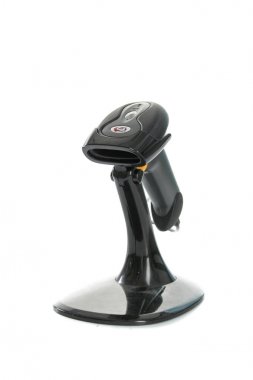 Gomel, Belarus - 27 Mart 2013: Barkod tarayıcı firması Nts Gomel beyaz bir arka plan.