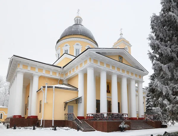 ГОМЕЛЬ, БЕЛАРУС - 23 ЯНВАРЯ 2018 года: Петропавловский собор в городском парке в ледяной мороз . — стоковое фото