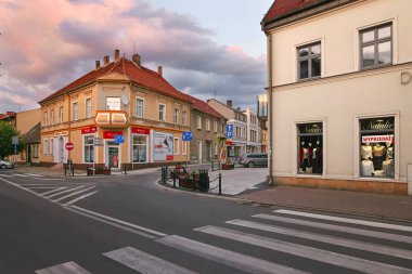 Frank, Polonya - 27 Ağustos 2017: Ocak ve Roberta Kocha sokaklar, binalar.