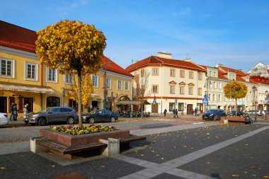Vilnius, Litvanya - 5 Kasım 2017: Town Hall Meydanı sonbahar zamanında.