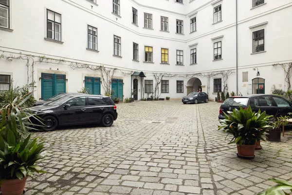 Vienna, Austria - 15 April 2018: a patio of a multi-apartment house. — Stock Photo, Image