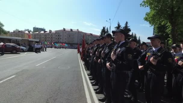 Gomel Fehéroroszország 2018 Május Ünnepi Felvonulás Emberek Győzelem Napi Felvonulás — Stock videók